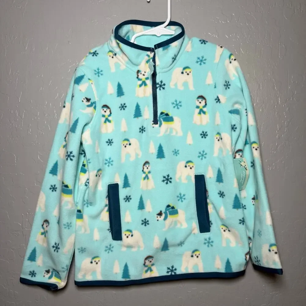 Gymboree Boys Polar Bear Glacier Fleece Half-Zip Pullover Mint Tea, 7
